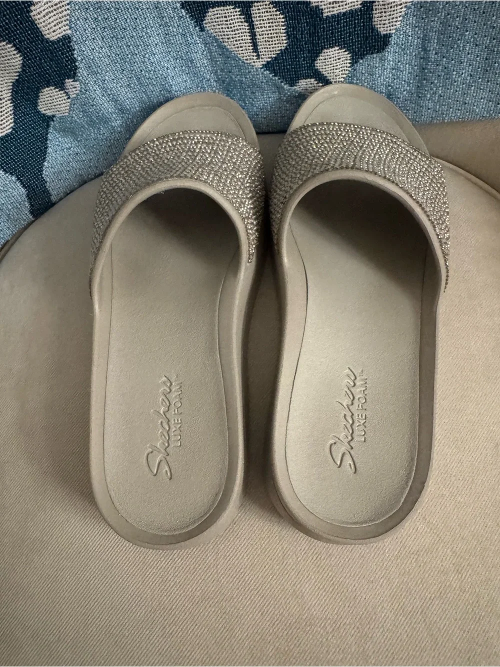 Skechers Women's Taupe Beaded Slide - Size 10